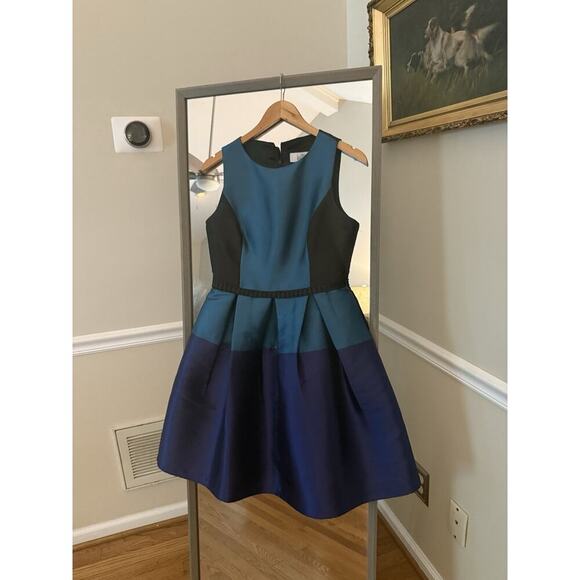 Belle Badgley Mischka Color Block Beaded Cocktail Dress Size 4 - Picture 2 of 6